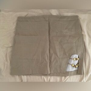 Zara Tan/Beige Mini Skirt with Beads